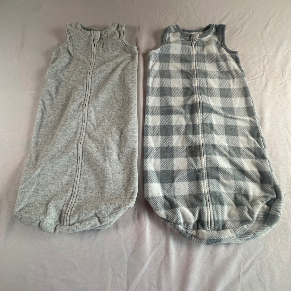 Amazon Essentials Baby Fleece Sleep Sack 2 Pack Grey Plaid 0-6 Months